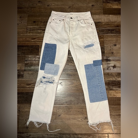 GRLFRND Karolina Joni Denim Jean Patchwork Ripped Women’s Size 25 - Picture 3 of 8